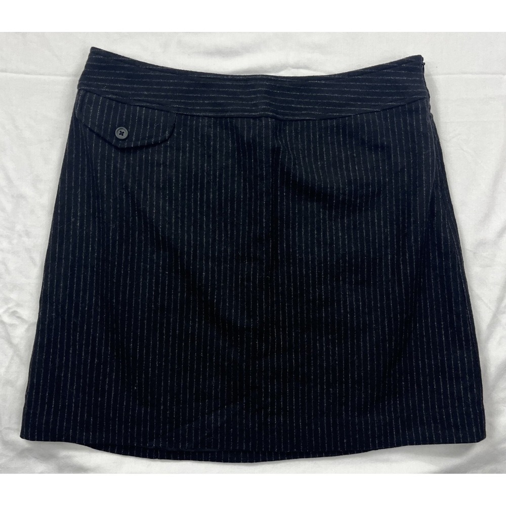 Vintage Banana Republic Womens 4 Black Pinstripe Wool Mini Skirt Y2K 259468-00
